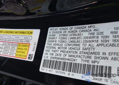 2025 Honda Cr-V Ex Awd from USA, damaged, VIN 2HKRS4H48SH442241